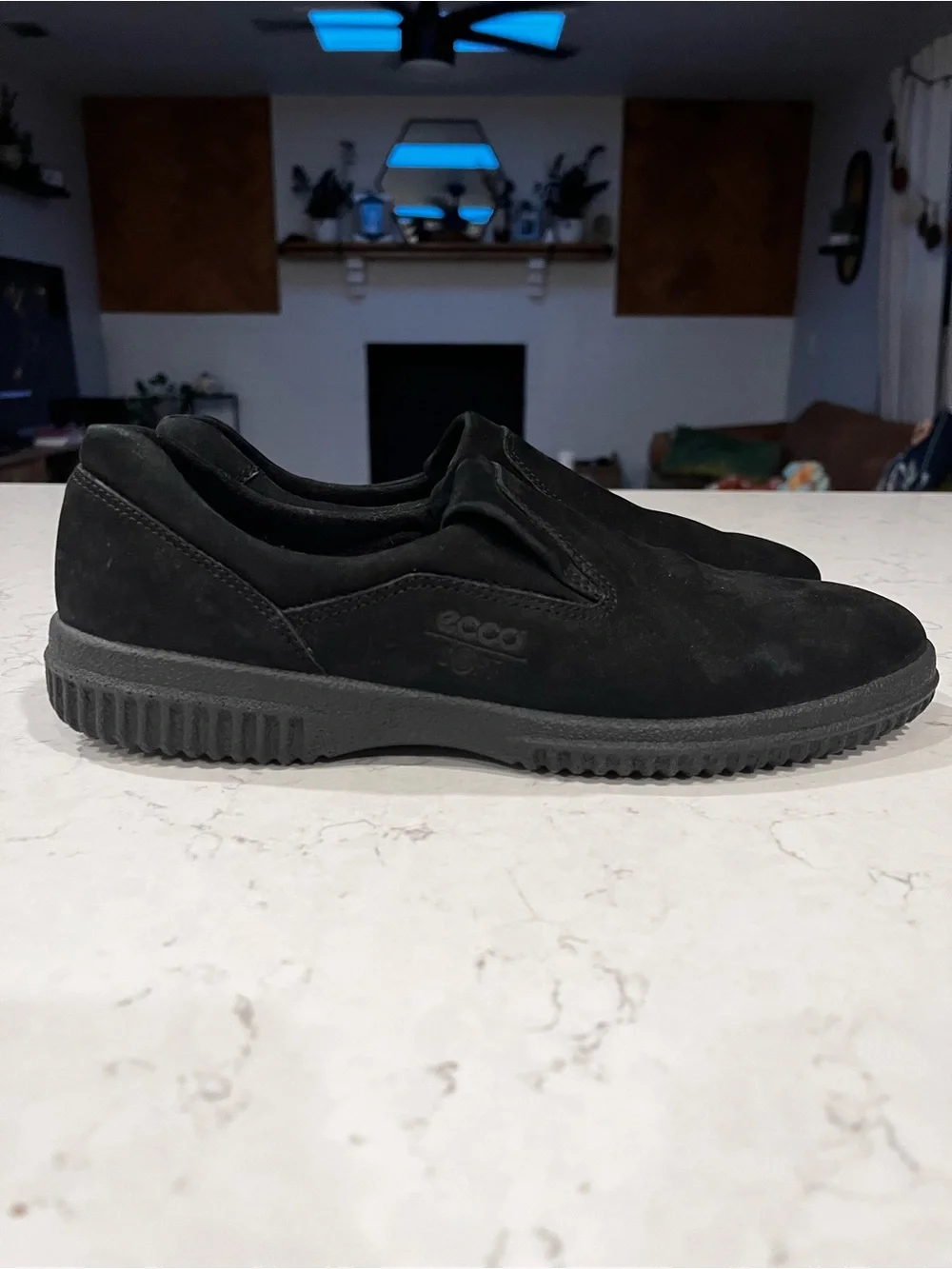 ECCO Soft Black Suede Leather Slip On Loafers Sneaker Comfort Size 42 /11-11.5